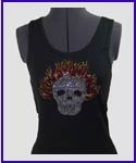Flames and Skull Rhinestone Shirt