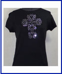Crystal cross rhinestone shirt