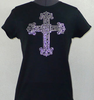 Crystal & Rhinestud Cross shirt