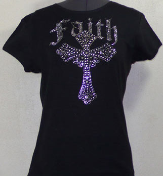 Faith and cross rhinestone shirt