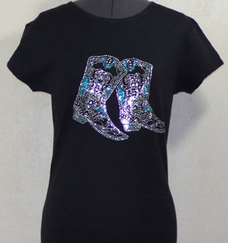 Cowboy boot rhinestone shirt