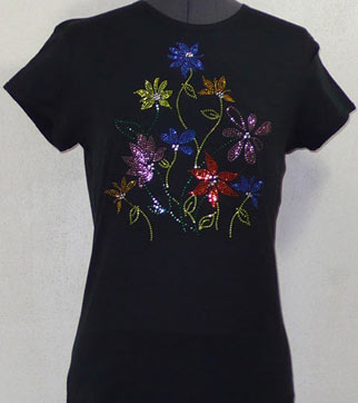 flowers Rhinestone Shirt