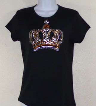 Gold and Clear Crown Rhinestone and Rhinestud Shirt