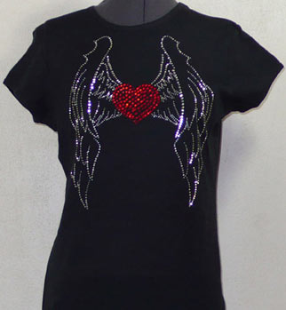 Heart with Wings Rhinestone Shirt