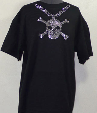 Chain with Skull Rhinestone Shirt sm