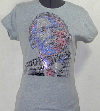 Obama multi color image Rhinestud Shirt