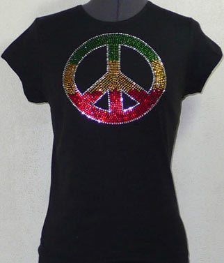 Peace Rhinestone Shirt three colors