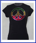 Peace Rhinestone Shirt three colors