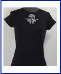 Small Skull with Guns Rhinestone Shirt