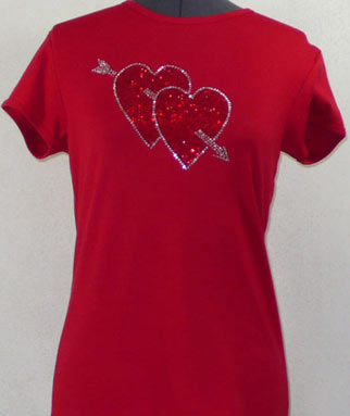 Two Hearts and Arrow Rhinestone Shirt