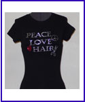 Peace Love Hair Rhinestone Shirt