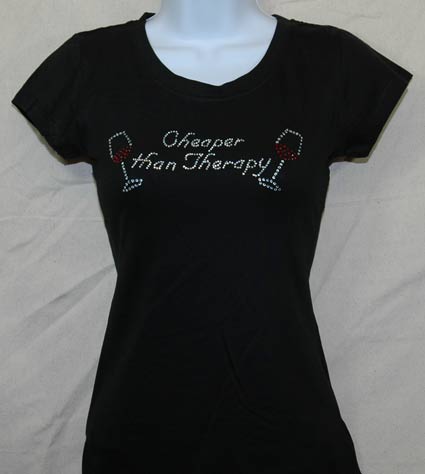 Cheaper than Therapy Rhinestone Shirt