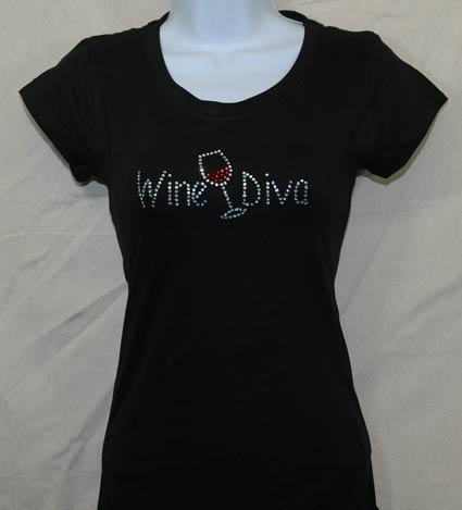 Wine Diva with wine glass Rhinestone Shirt