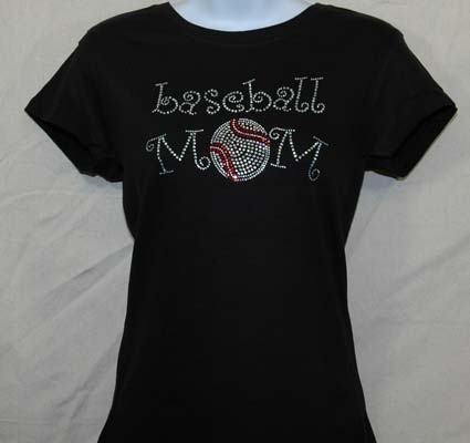 Baseball Mom Curly Rhinestone Shirt